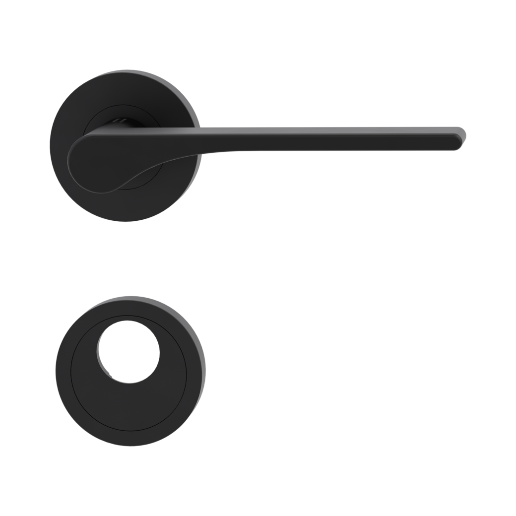 door handle set LEAF LIGHT screw on cl4 rose set round swiss profile graphite black