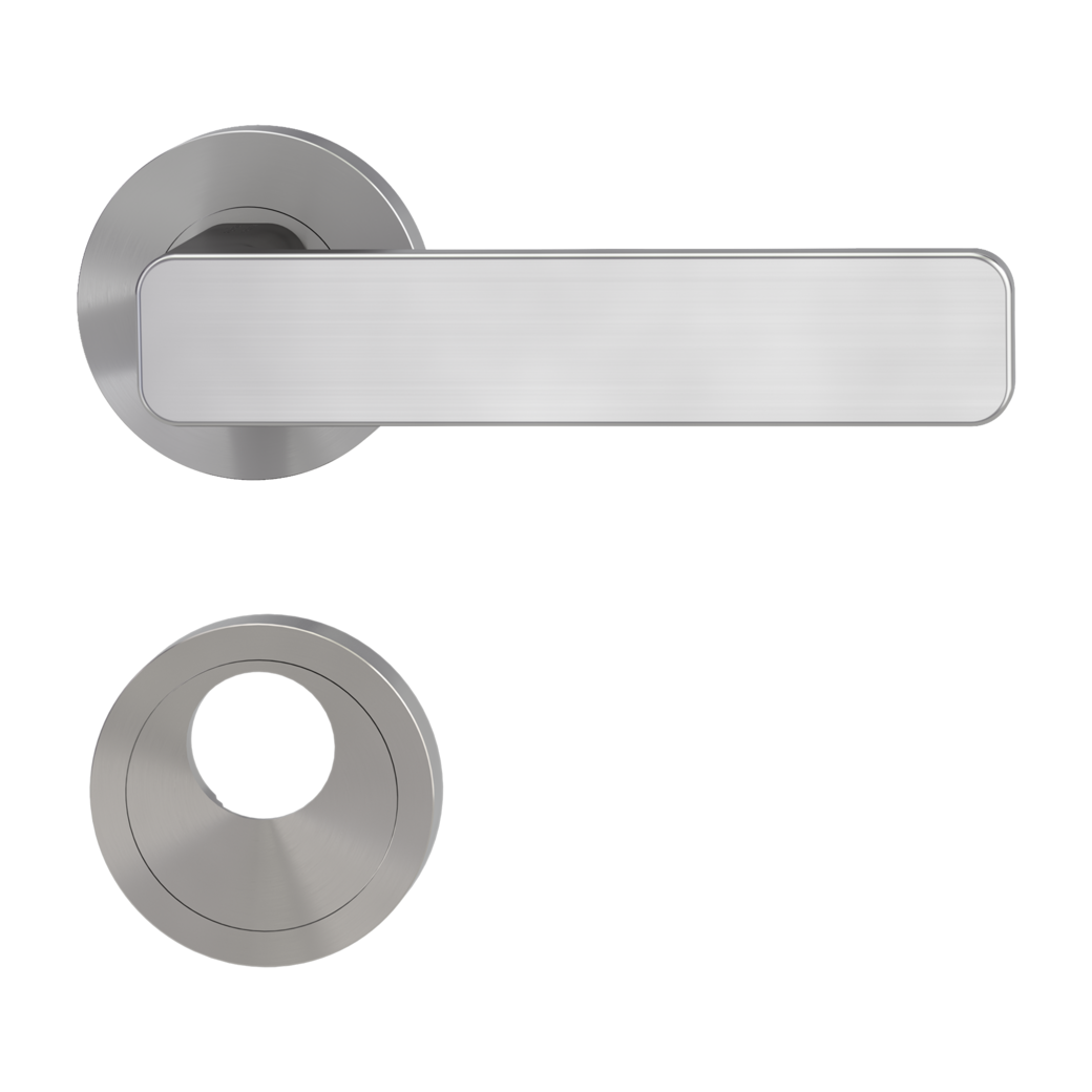 door handle set MINIMAL MODERN screw on cl4 rose set round swiss profile velvety grey