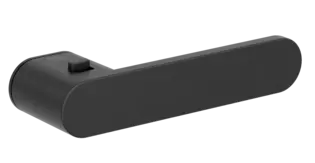 Product image door handle set without roses AVUS ONE handle roses smart2lock graphite black, turned to the right Isolated product image in the right-turned angle shows the GRIFFWERK door handle set without roses AVUS ONE in the surface graphite black version smart2lock
