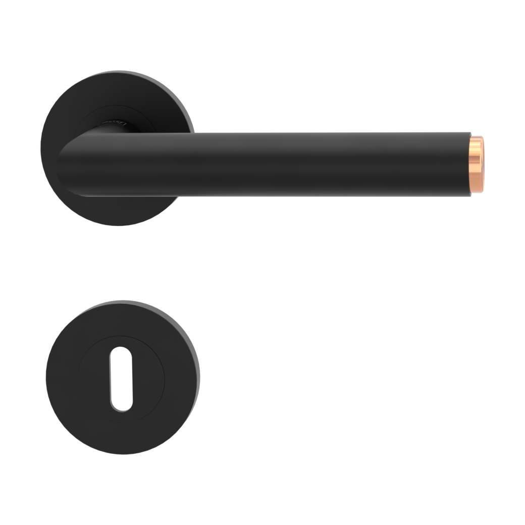 LUCIA SELECT door handle set Screw-on system GK3 round escutcheons Cipher bit graphite black copper