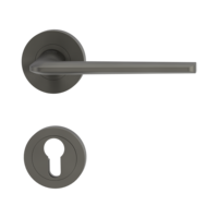 Isolated product image in perfect product view shows the GRIFFWERK rose set REMOTE in the version euro profile - cashmere grey - screw on technique