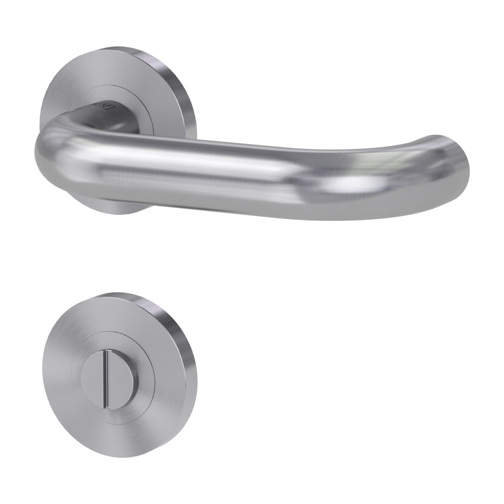 door handle set ALESSIA PROF screw on cl4 rose set round wc brushed steel