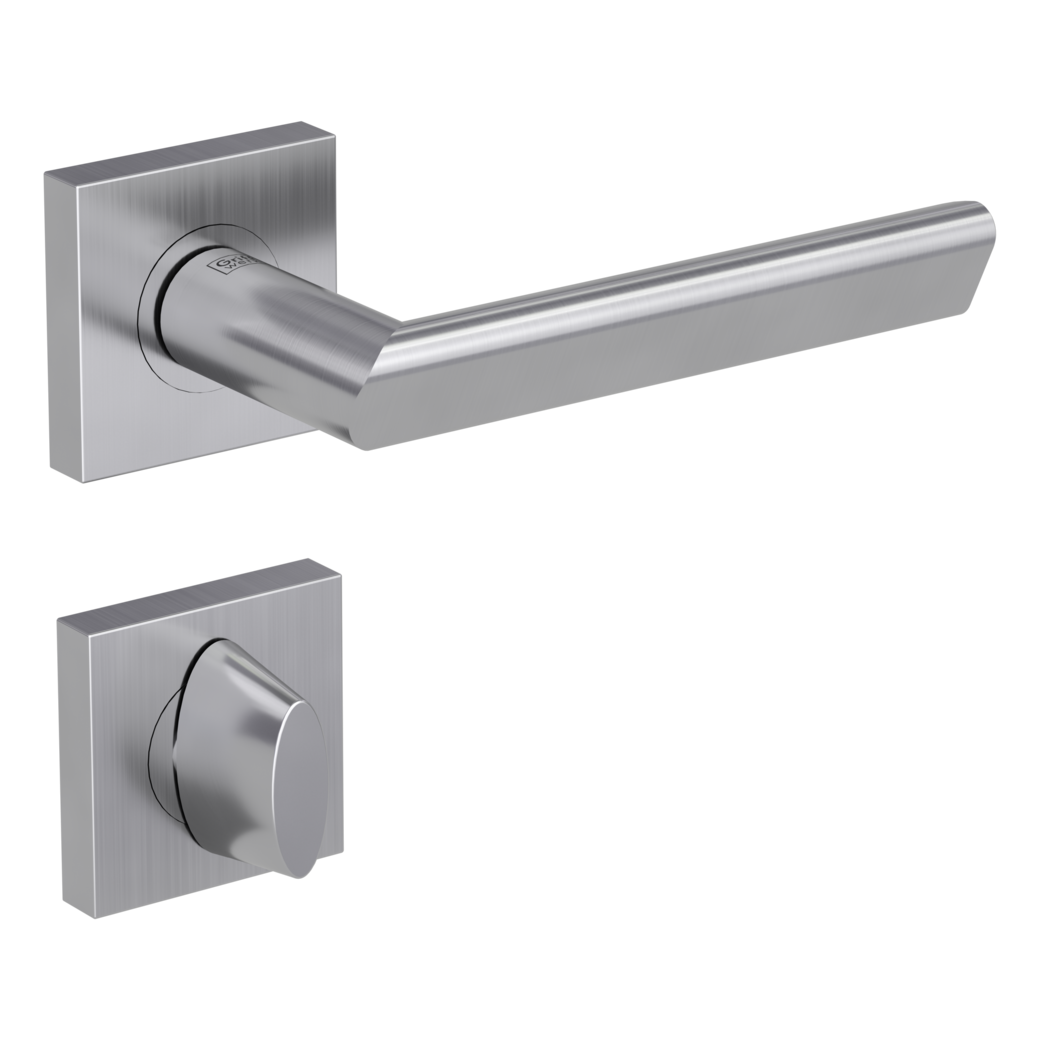 Garniture de poignée de porte TRI 134 Technique de vissage GK3 rosaces carrées WC acier inox mat