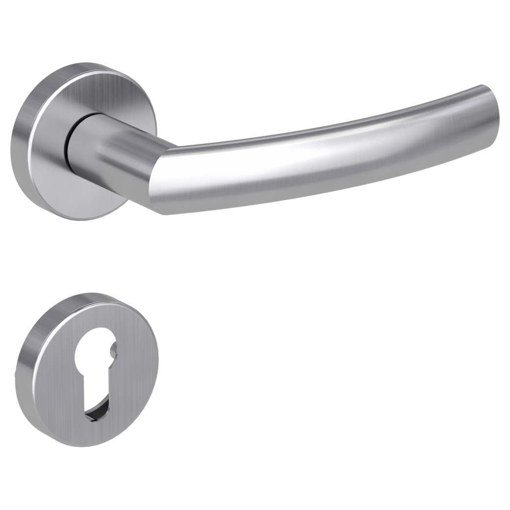 door handle set LORITA clip on cl3 rose set round euro profile brushed steel