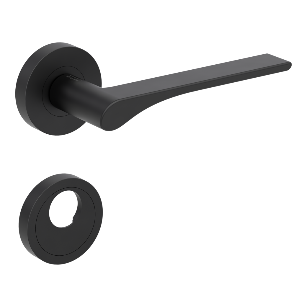 door handle set LEAF LIGHT screw on cl4 rose set round swiss profile graphite black