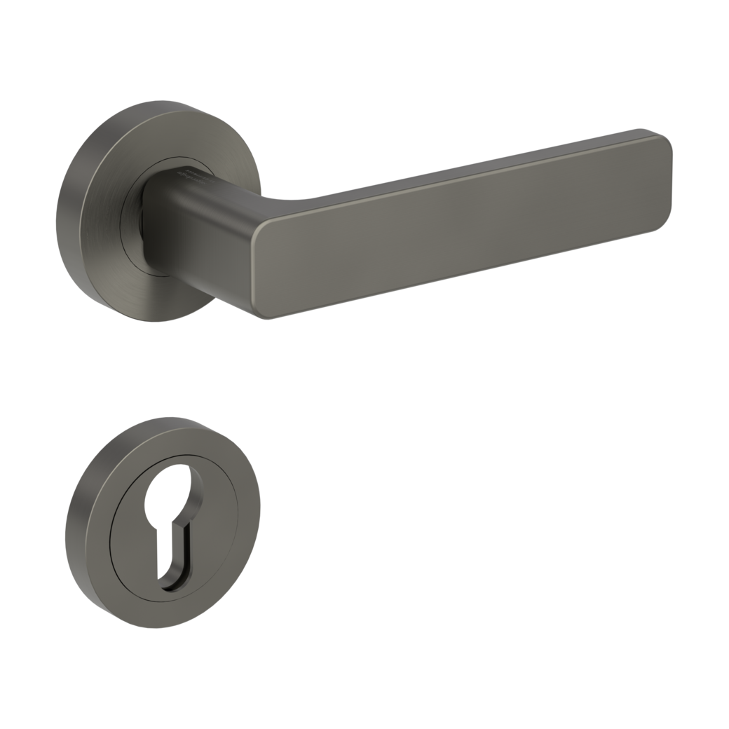MINIMAL MODERN door handle set Screw-on system GK4 round escutcheons Profile cylinder cashmere grey