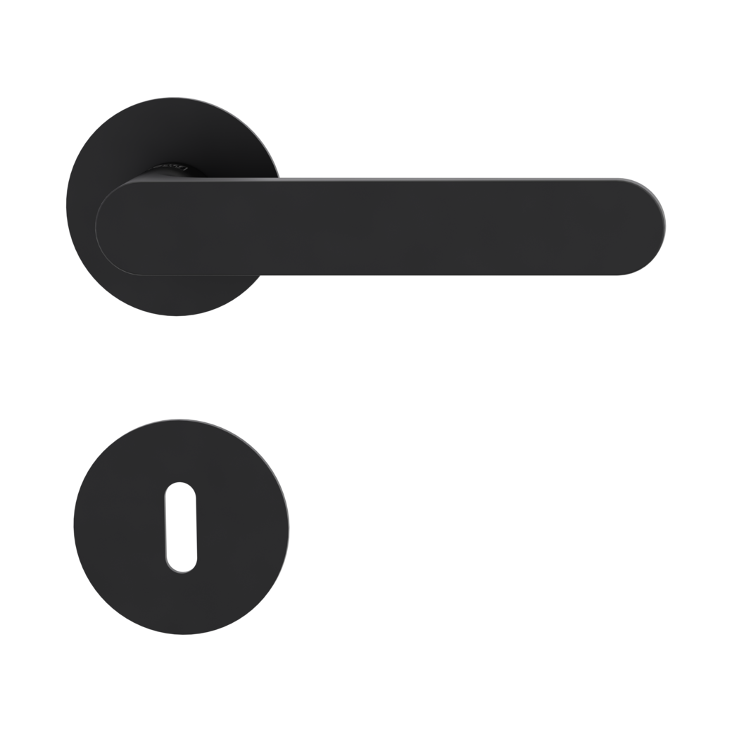 AVUS PIATTA S door handle set Flat escutcheons round Cipher bit graphite black