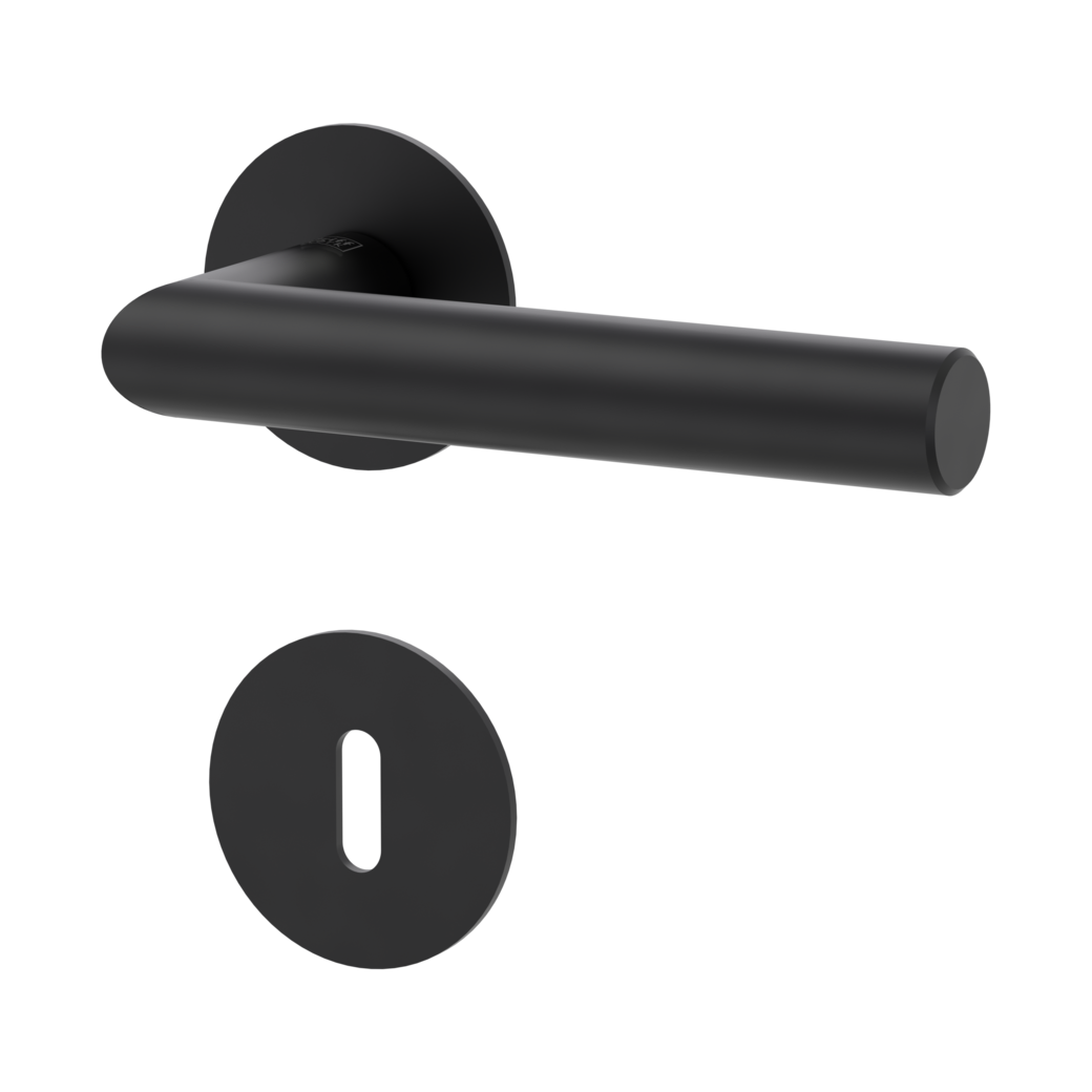 LUCIA PIATTA S door handle set Flat escutcheons round Cipher bit graphite black