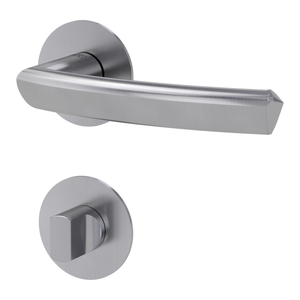 CRYSTAL PIATTA S door handle set Flat escutcheons round WC satin stainless steel