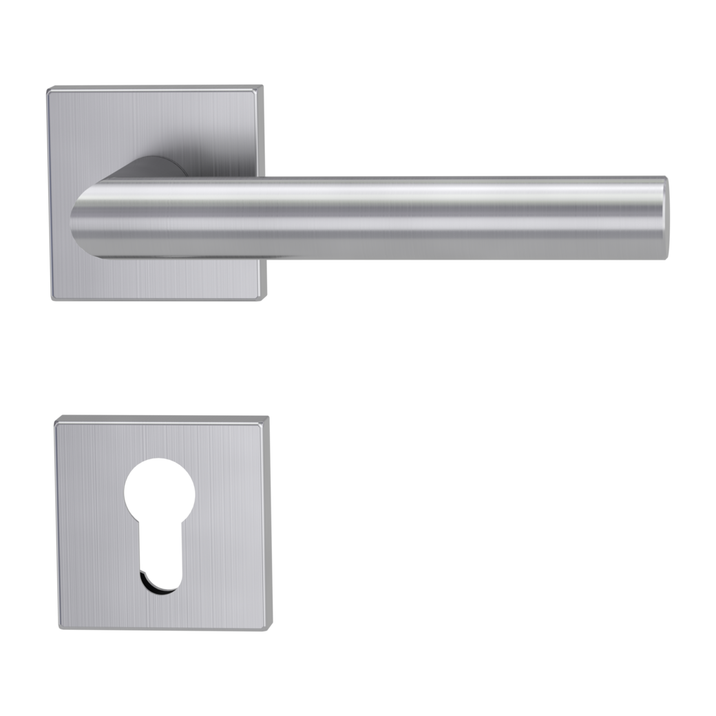 door handle set LUCIA SQUARE clip on cl3 rose set square euro profile brushed steel