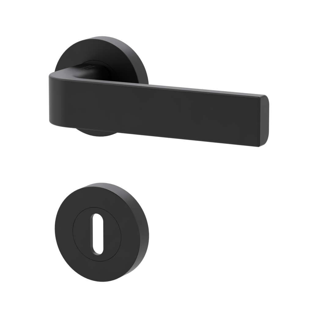 GRAPH door handle set Screw-on system GK4 round escutcheons Cipher bit graphite black