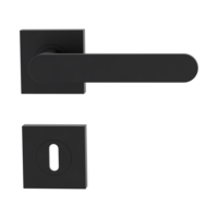 Isolated product image in perfect product view shows the GRIFFWERK rose set square AVUS in the version mortice lock - graphite black - screw on technique