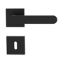 Isolated product image in perfect product view shows the GRIFFWERK rose set square AVUS in the version mortice lock - graphite black - screw on technique