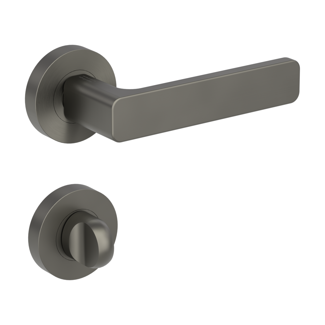 MINIMAL MODERN door handle set Screw-on system GK4 round escutcheons WC cashmere grey