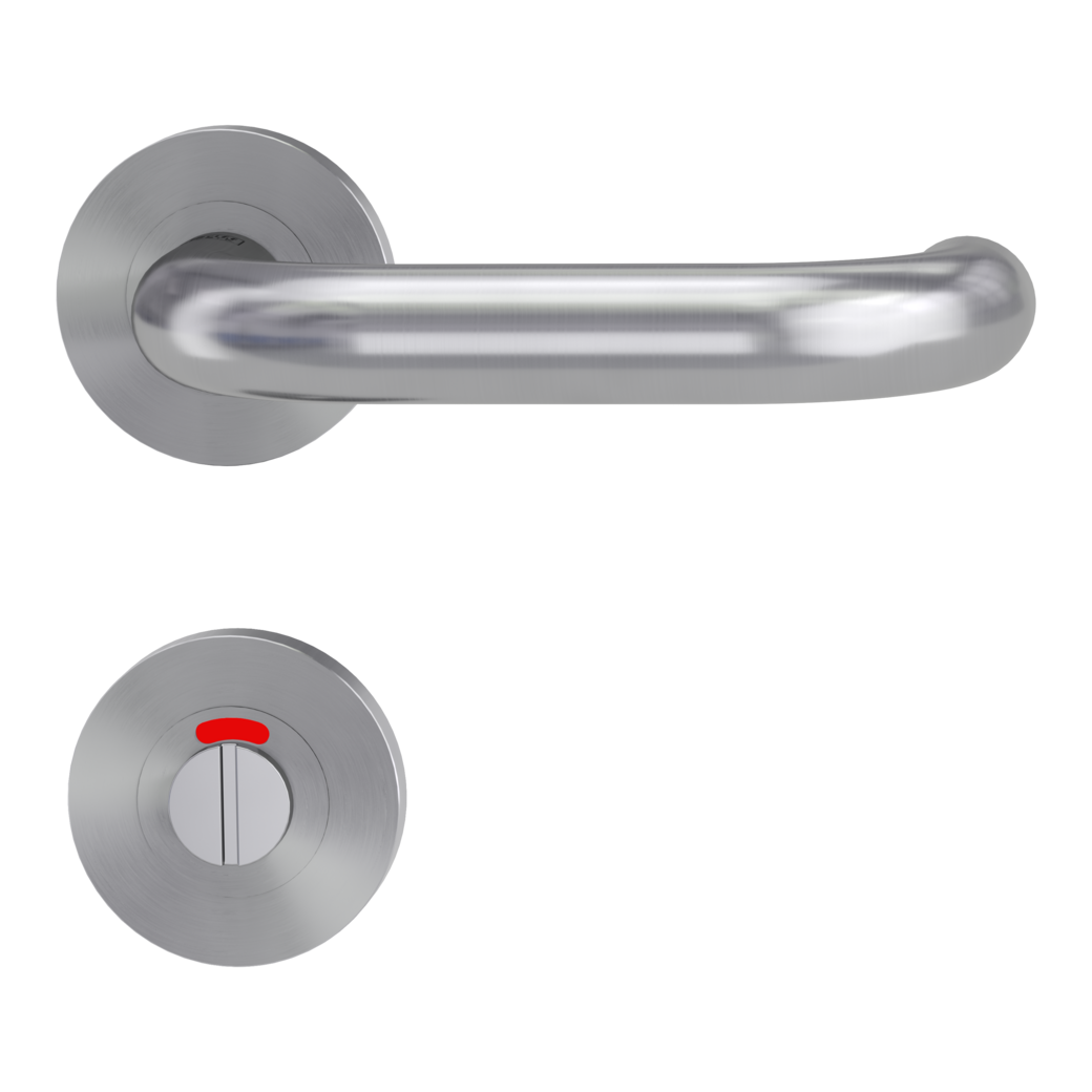 door handle set ALESSIA PROF screw on cl3 rose set round wc red/white brushed steel