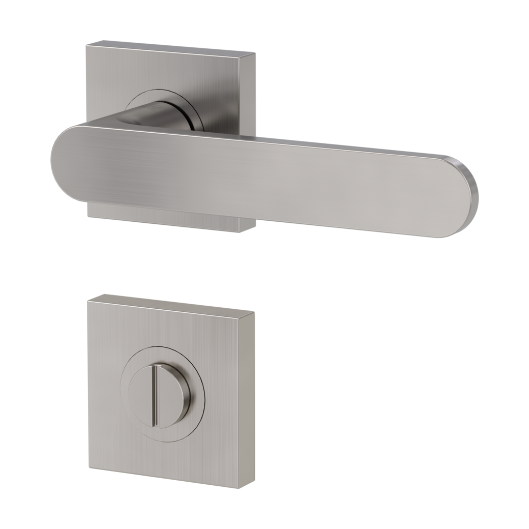 AVUS door handle set Screw-on sys.GK4 straight-edged escut. WC velvet grey