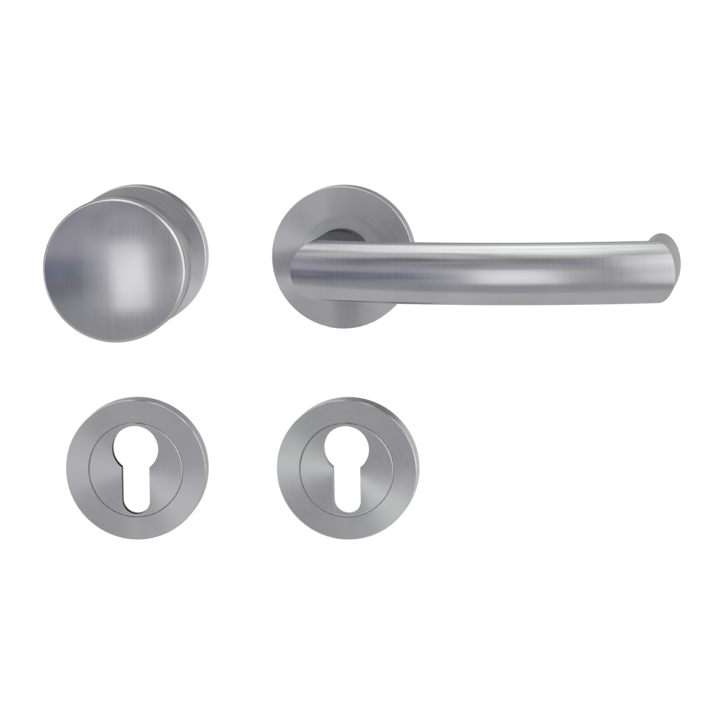 knob handle rose set LORITA PROF screw on panic rose set round knob R2 38-50mm brushed steel R