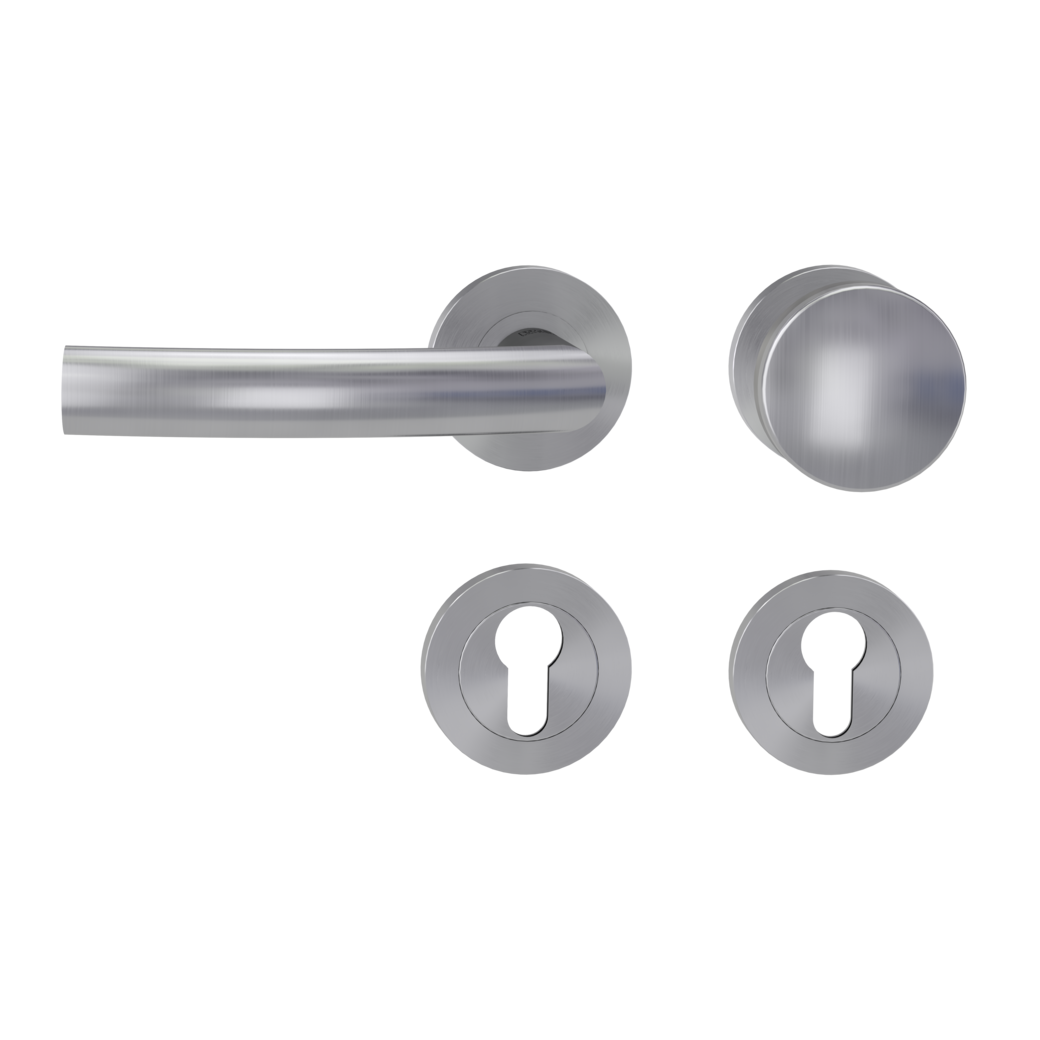 knob handle rose set LORITA PROF screw on FP rose set round knob R2 38-50mm brushed steel L