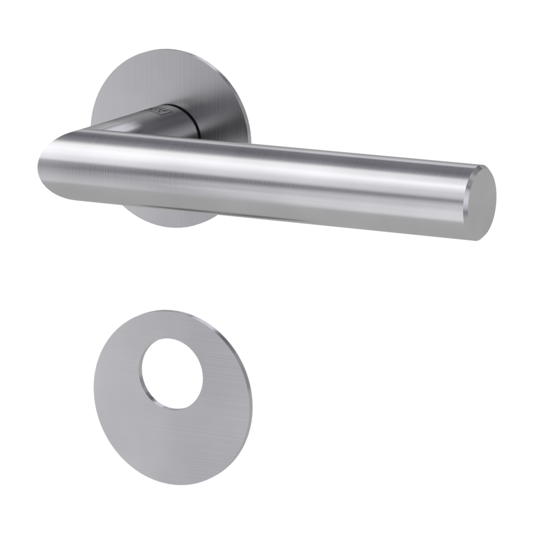 door handle set LUCIA PIATTA S flat rose rose set round swiss profile R brushed steel