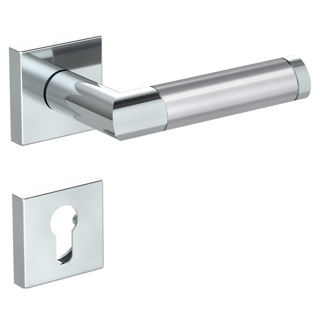 door handle set CHRISTINA QUATTRO clip on cl3 rose set square euro profile polished/brushed steel