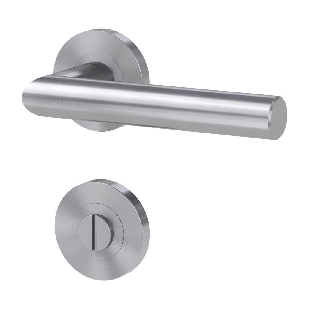 door handle set LUCIA PROF screw on cl4 rose set round wc brushed steel