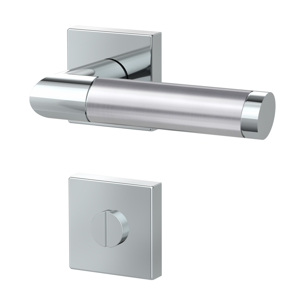 door handle set CHRISTINA QUATTRO clip on cl3 rose set square wc polished/brushed steel