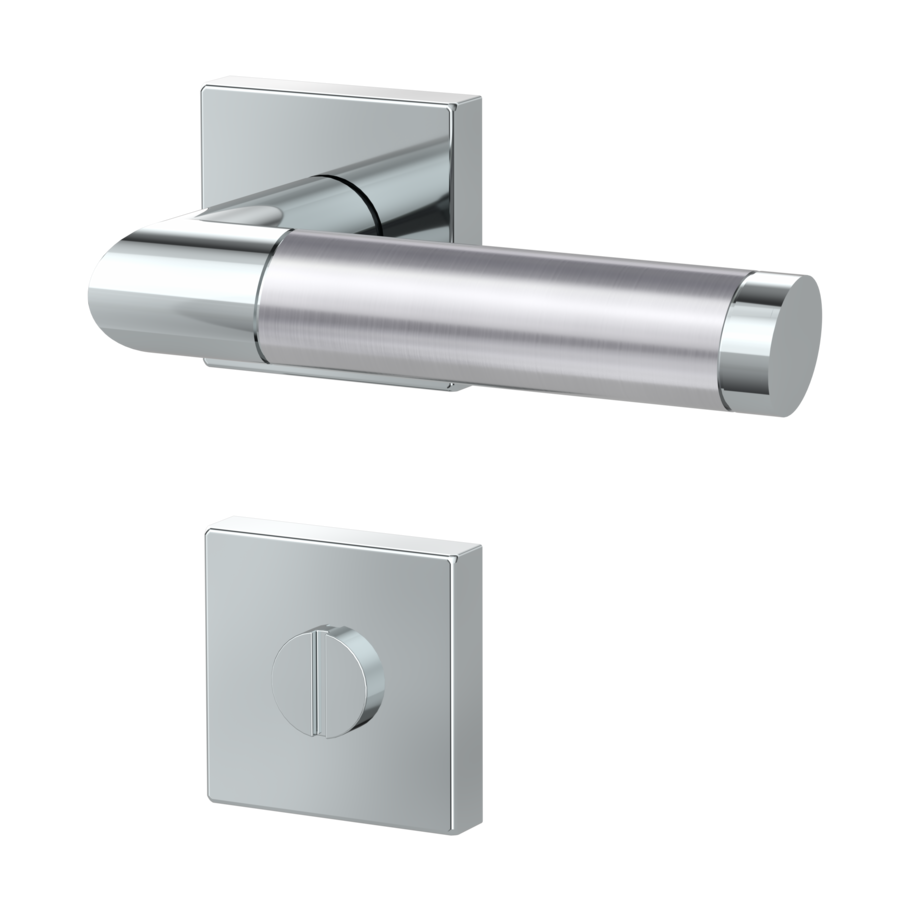 door handle set CHRISTINA QUATTRO clip on cl3 rose set square wc polished/brushed steel