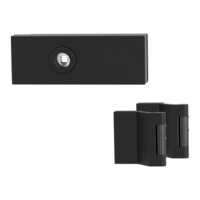 Silhouette product image in perfect product view shows the GRIFFWERK glass door lock set PURISTO S in the version smart2lock, graphite black, 3-part hinge set