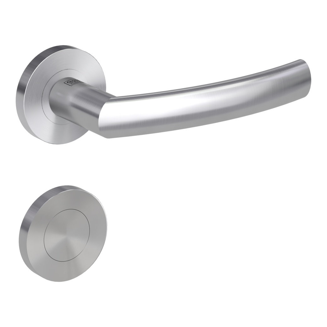 door handle set LORITA PROF screw on cl4 rose set round blank rose brushed steel