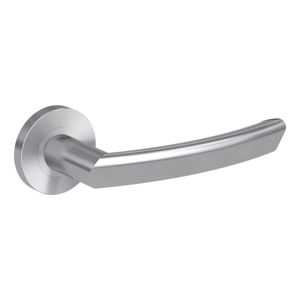 door handle set CRYSTAL screw on cl3 rose set round OS brushed steel