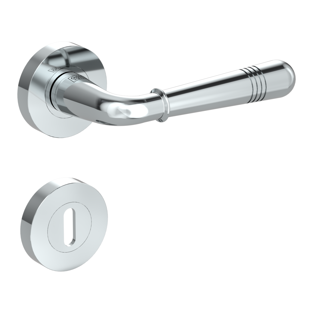 door handle set FABIA screw on cl4 rose set round mortice lock chrome