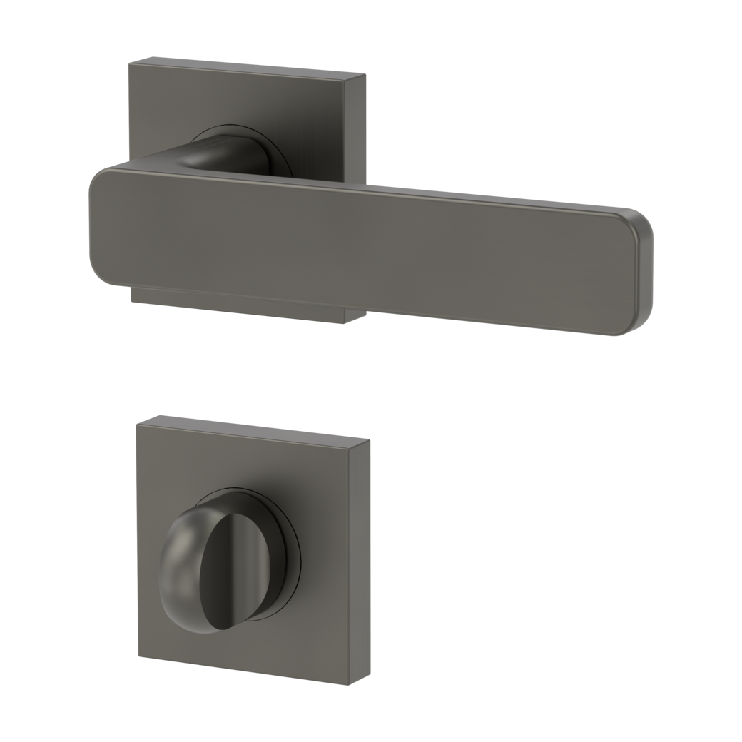 MINIMAL MODERN door handle set Screw-on sys.GK4 straight-edged escut. WC cashmere grey