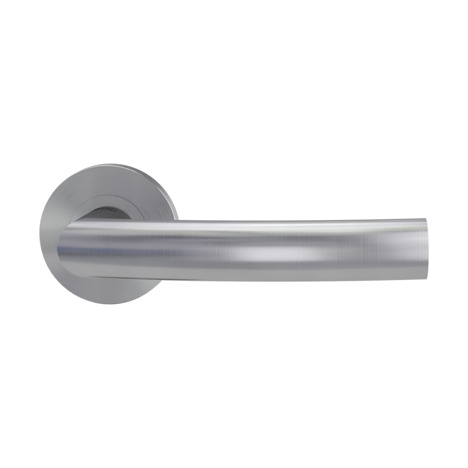 Isolated product image in perfect product view shows the GRIFFWERK rose set CUBICO in the version unlockable - brushed steel - Piatta Isolated product image in perfect product view shows the GRIFFWERK rose set LORITA PROF in the version unlockable - brushed steel - screw on