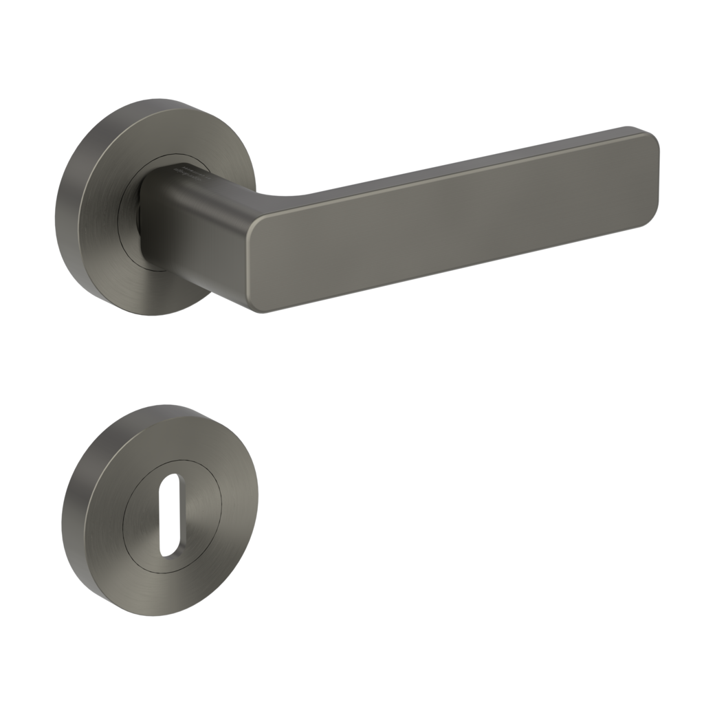 MINIMAL MODERN door handle set Screw-on system GK4 round escutcheons Cipher bit cashmere grey