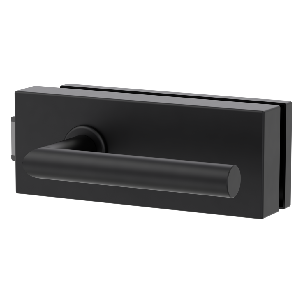 FABRICO glass door fitting set not lockable quiet 3-pc. hinges L-FORM black graphite black