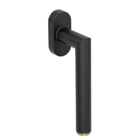Silhouette product image in perfect product view shows the Griffwerk window handle LUCIA SELECT in the version unlockable, graphite black/brass