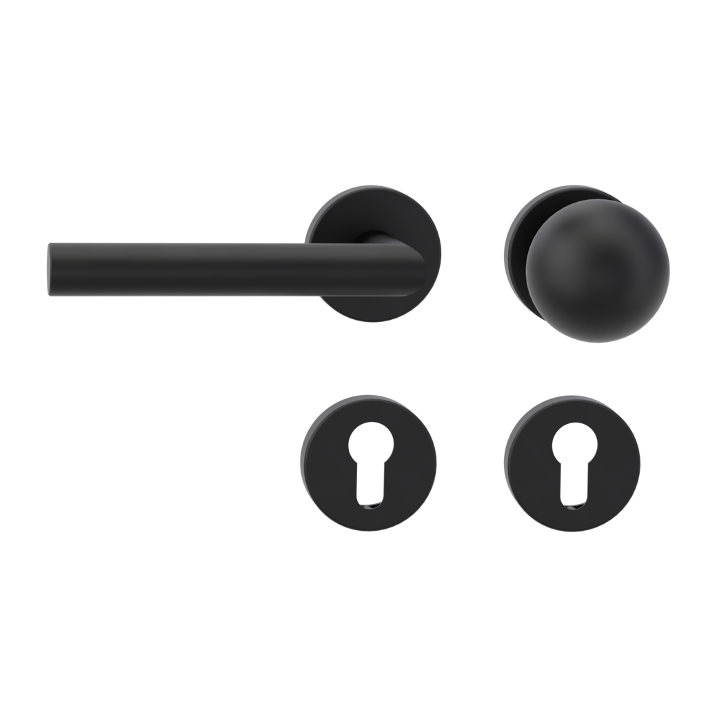 LUCIA alternate set Clip-on system GK3 round escutcheons Knob R4 graphite black L