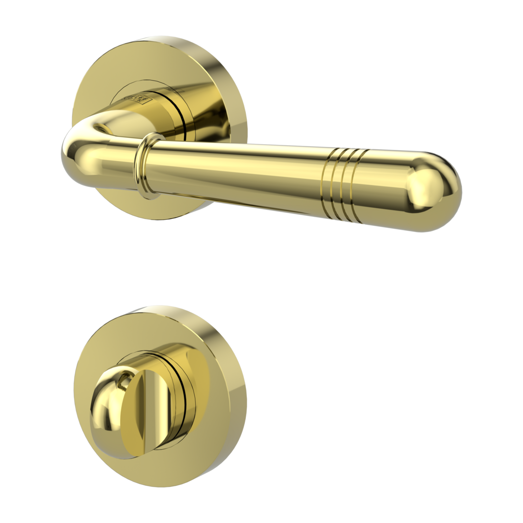 door handle set FABIA screw on cl4 rose set round wc brass look
