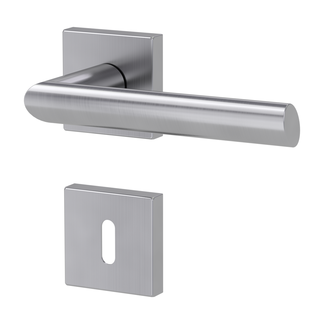 door handle set OVIDA QUATTRO clip on cl3 rose set square mortice lock brushed steel