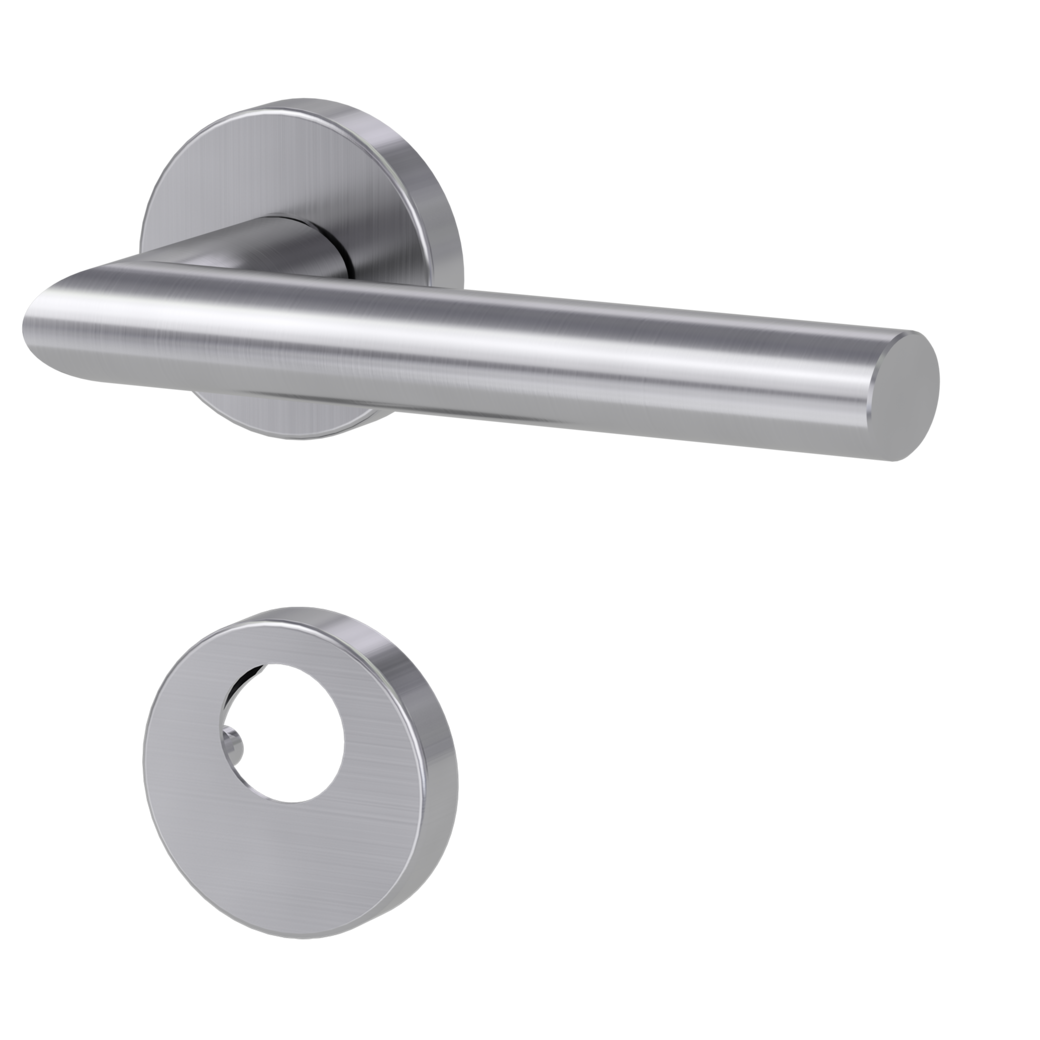 door handle set VIVIA clip on cl3 rose set round swiss profile brushed steel