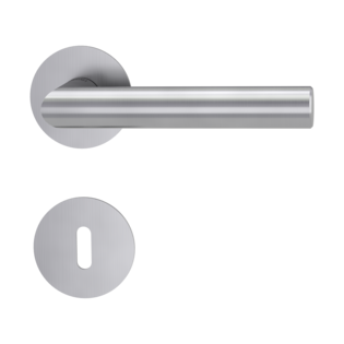 Product image rose set LUCIA PIATTA S mortice lock brushed steel flat rose Isolated product image in perfect product view shows the GRIFFWERK rose set LUCIA PIATTA S in the version mortice lock - brushed steel - flat rose