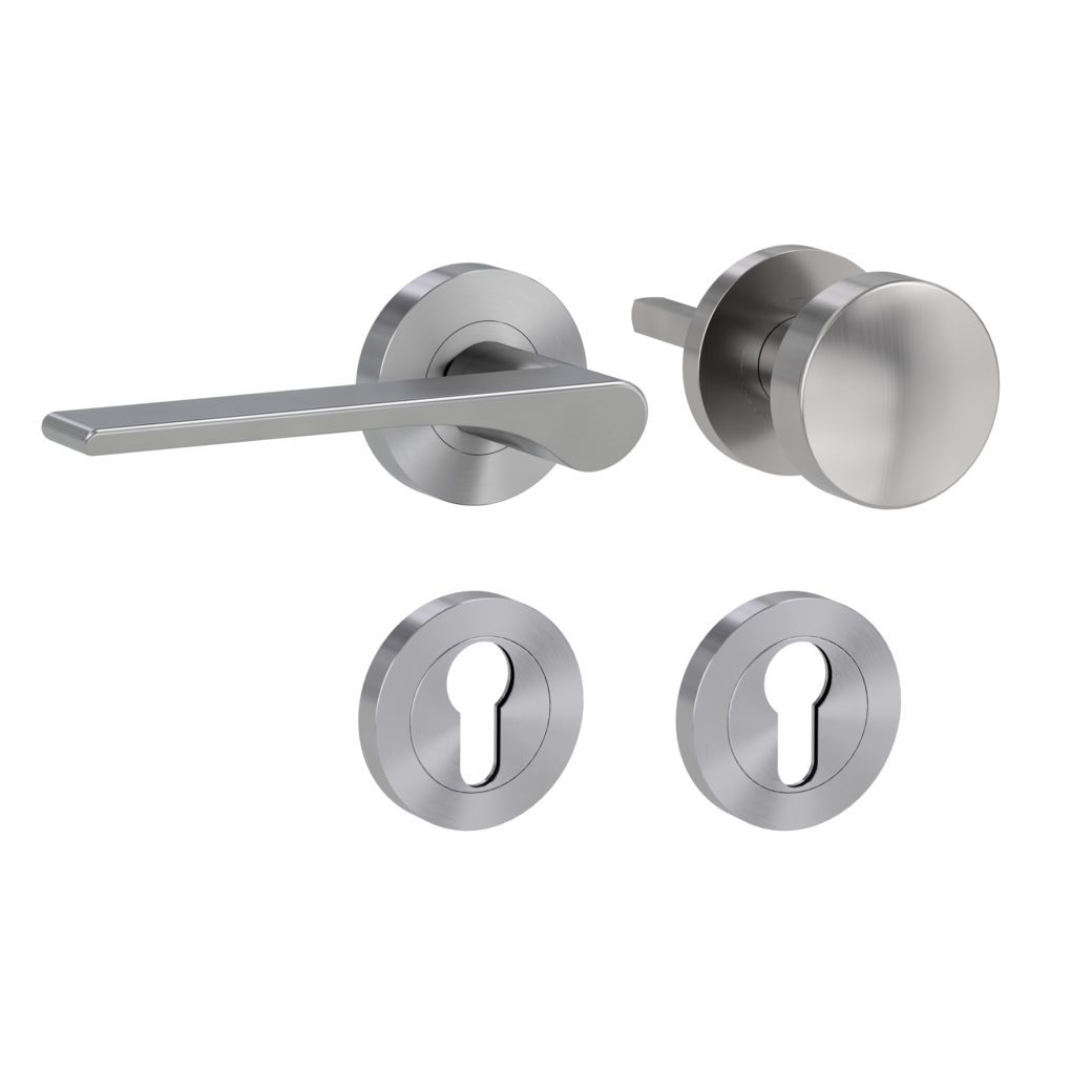 knob handle rose set LEAF LIGHT screw on cl4 rose set round knob R2 34-45mm velvety grey L
