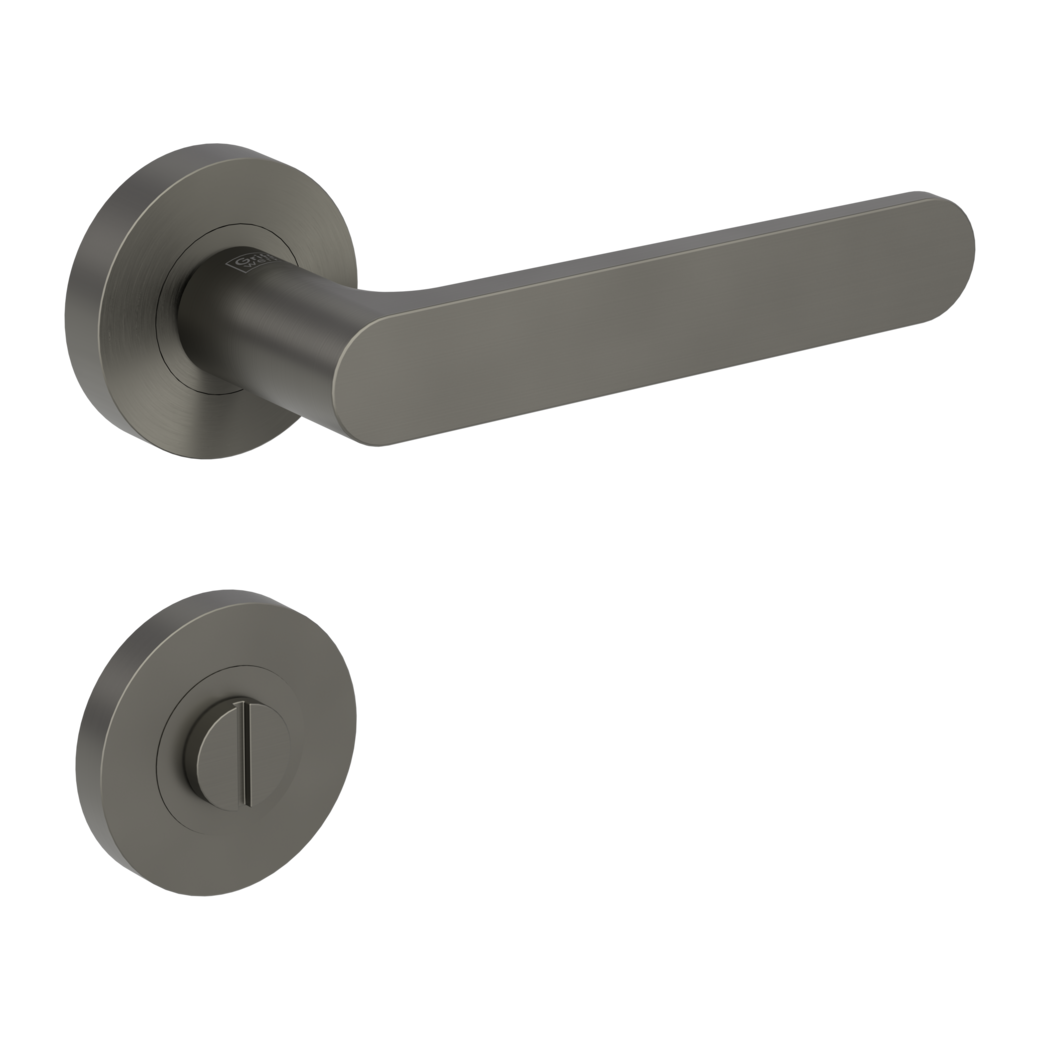 AVUS door handle set Screw-on system GK4 round escutcheons WC cashmere grey