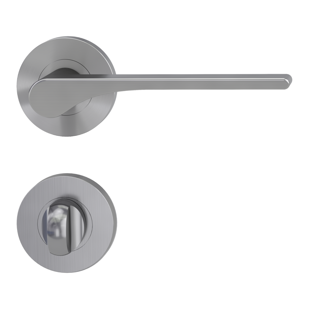door handle set LEAF LIGHT screw on cl4 rose set round wc velvety grey