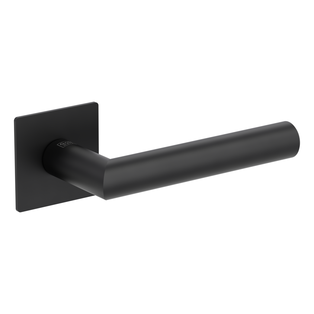 LUCIA PIATTA S QUATTRO door handle set Flat escutcheons straight-edged OS graphite black