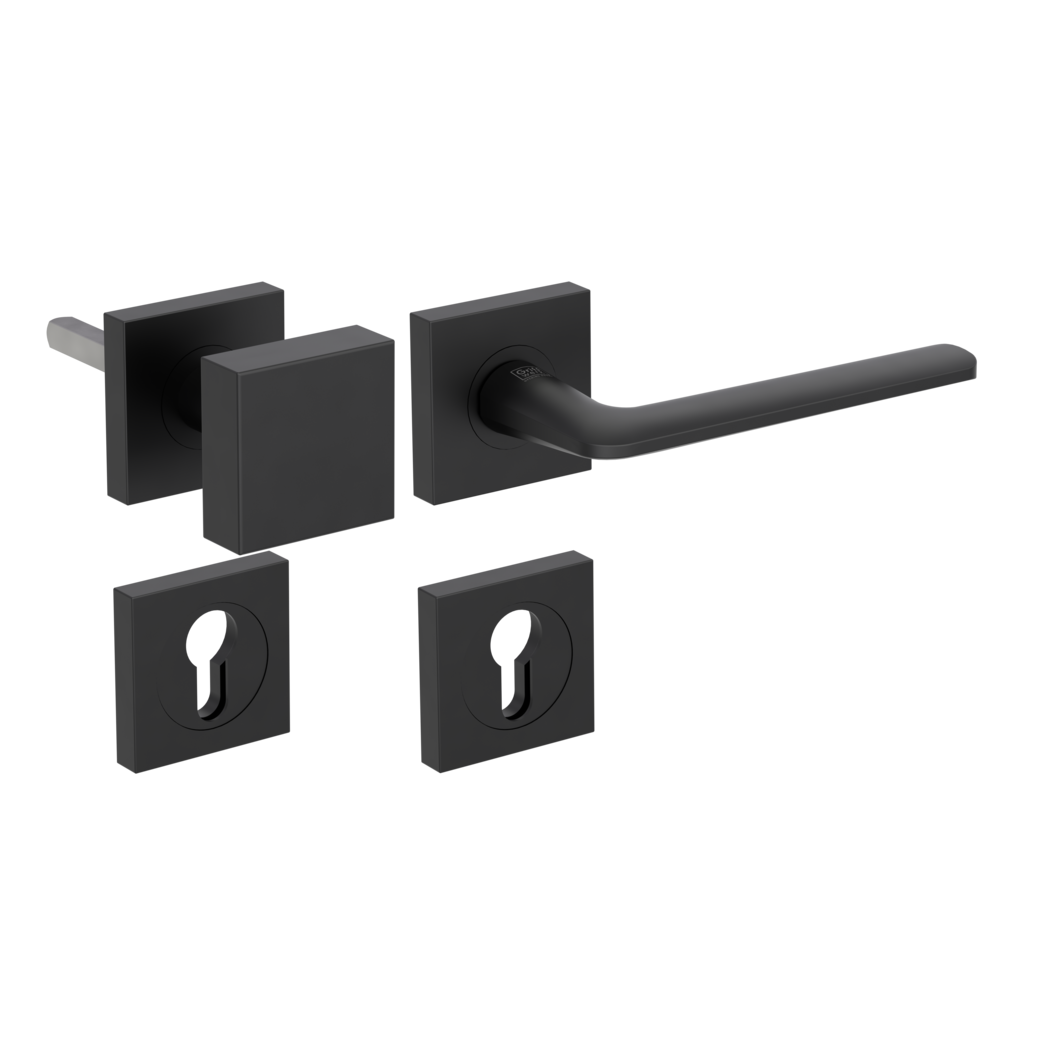 REMOTE alternate set Screw-on sys.GK4 straight-edged escut. Knob SQUARE graphite black R