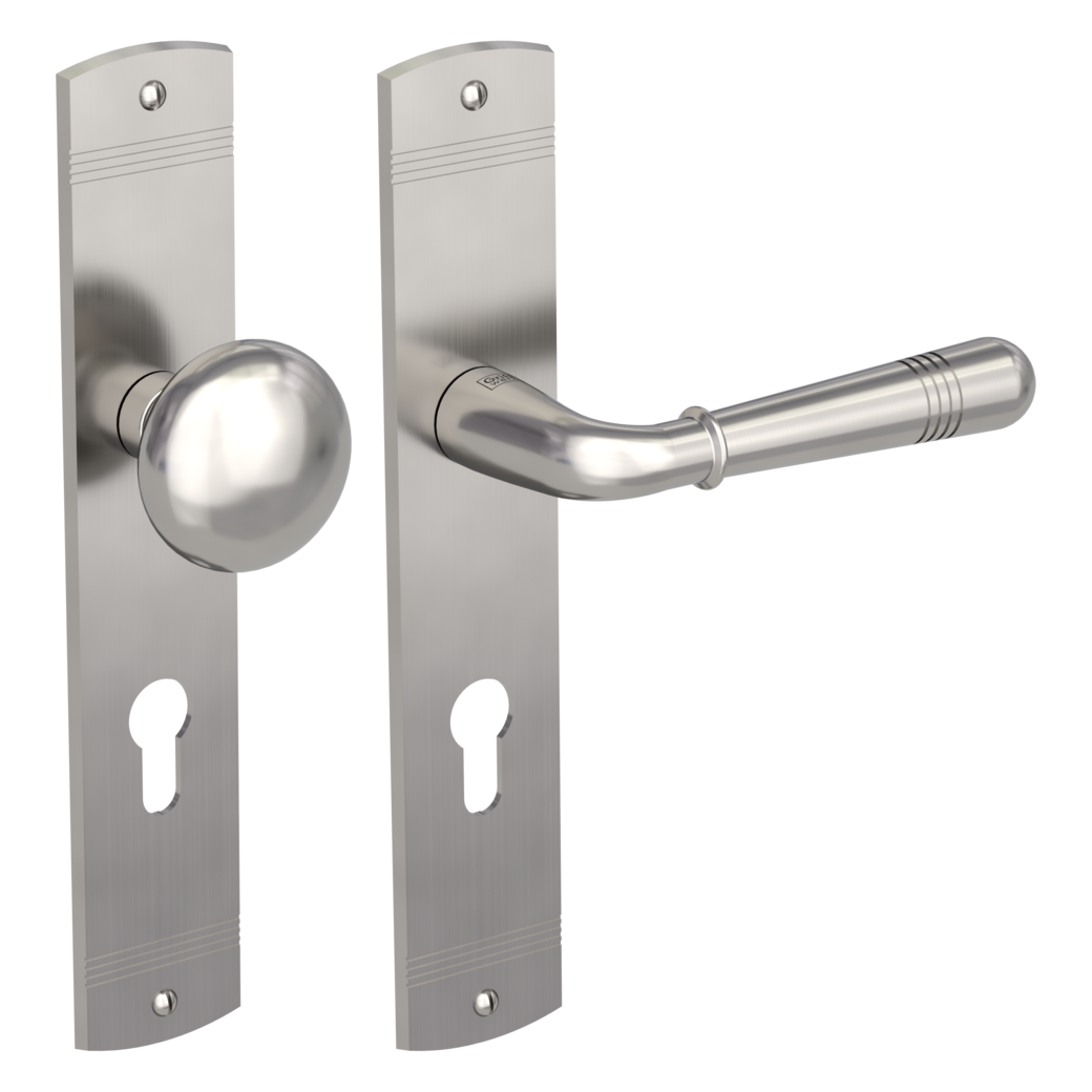 knob handle rose set FABIO deco screw long plate freeform knob R21 velvety grey R