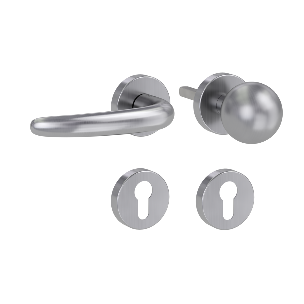 knob handle rose set ULMER GRIFF clip on cl3 rose set round knob R4 brushed steel L