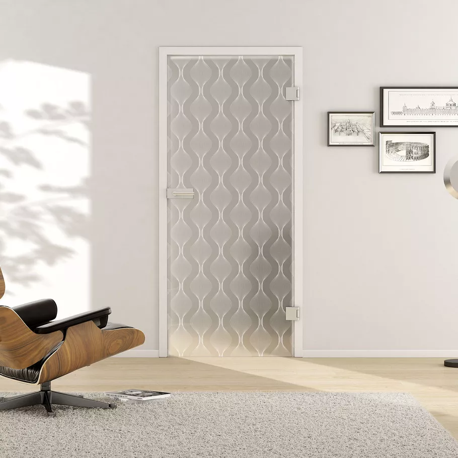 Glasdrehtür DECO 655 ESG PURE WHITE matt 871x2013x8mm Studio/Office Ö-Norm R