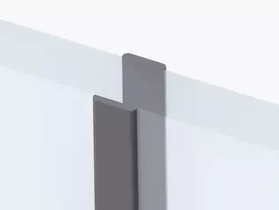 Detailabbildung Querschnitt Aluminiumstreifen auf Glas des Schiebetürsystems PLANEO LOFT Die Detailabbildung zeigt einen Querschnitt der auf dem Glas aufgebrachten Aluminiumstreifen bei Schiebetürsystem PLANEO LOFT von Griffwerk